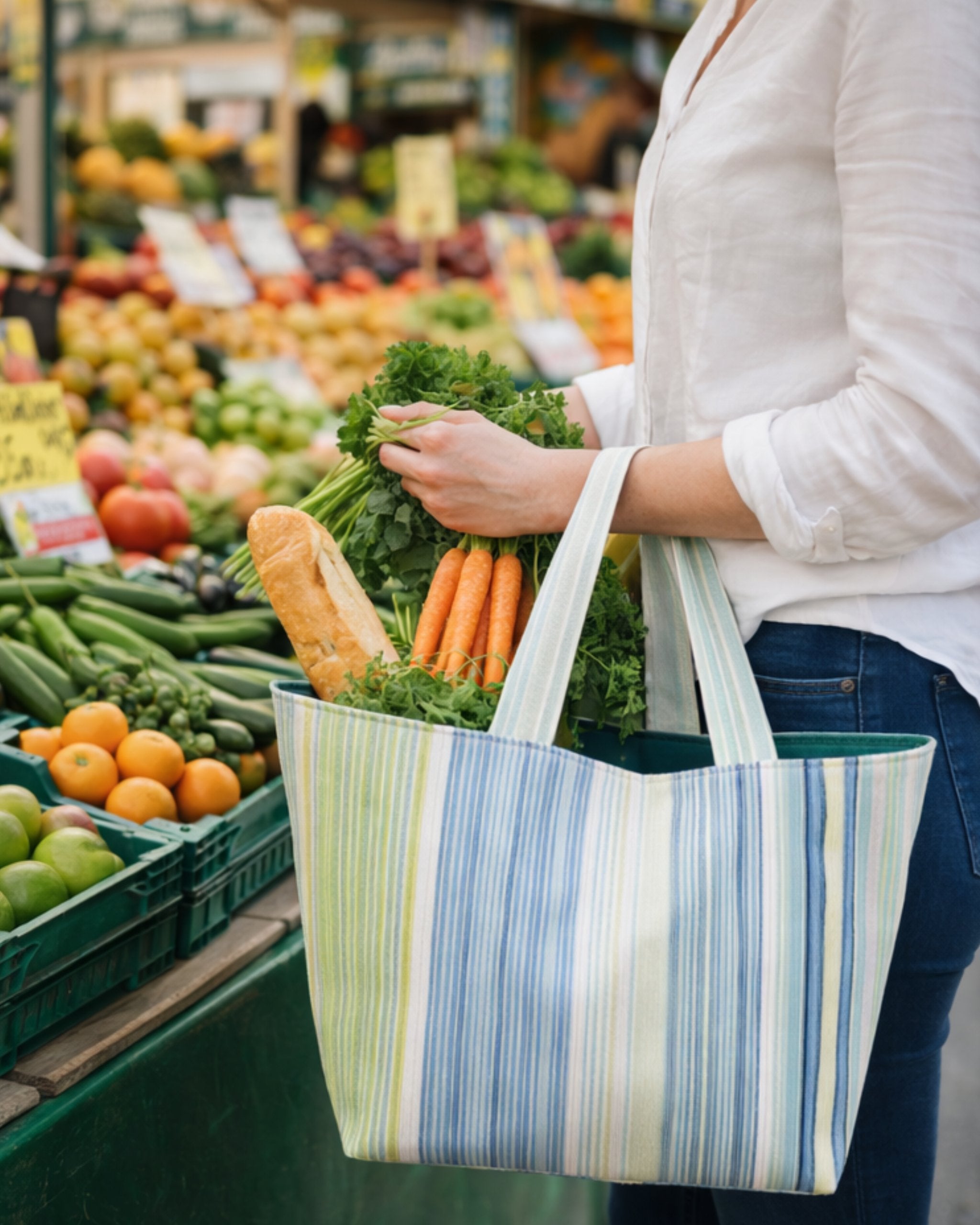 Heritage Tote – Soft Blue Streifen · Soft Mornings Club