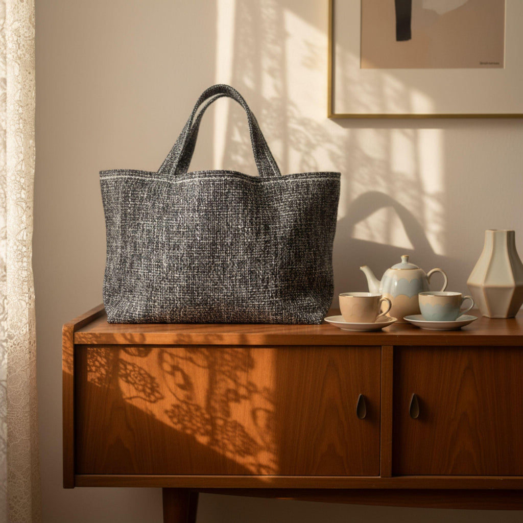 25 % Sale - Heritage Tote – Navy Tweed & Leinen